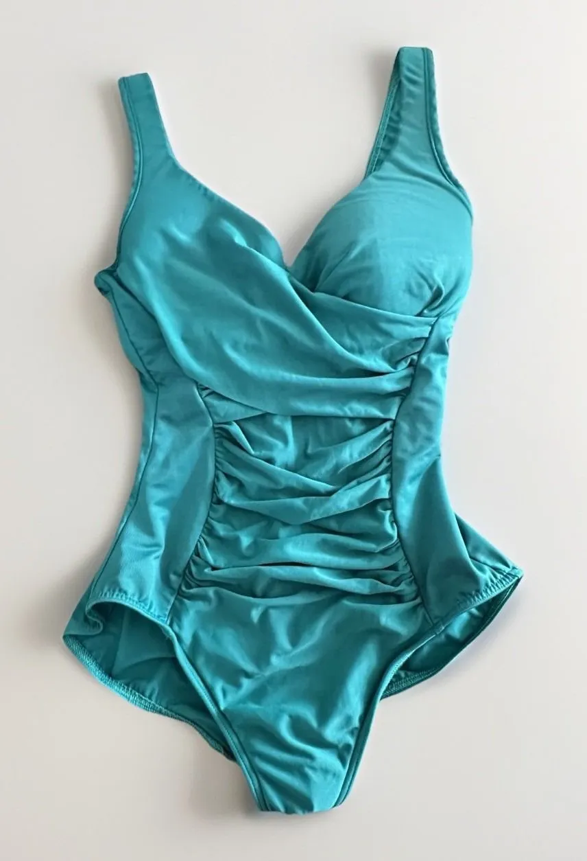 Miraclesuit Swimsuit Womens Teal Captivate One Piece Ruched Tummy Control - Image 1