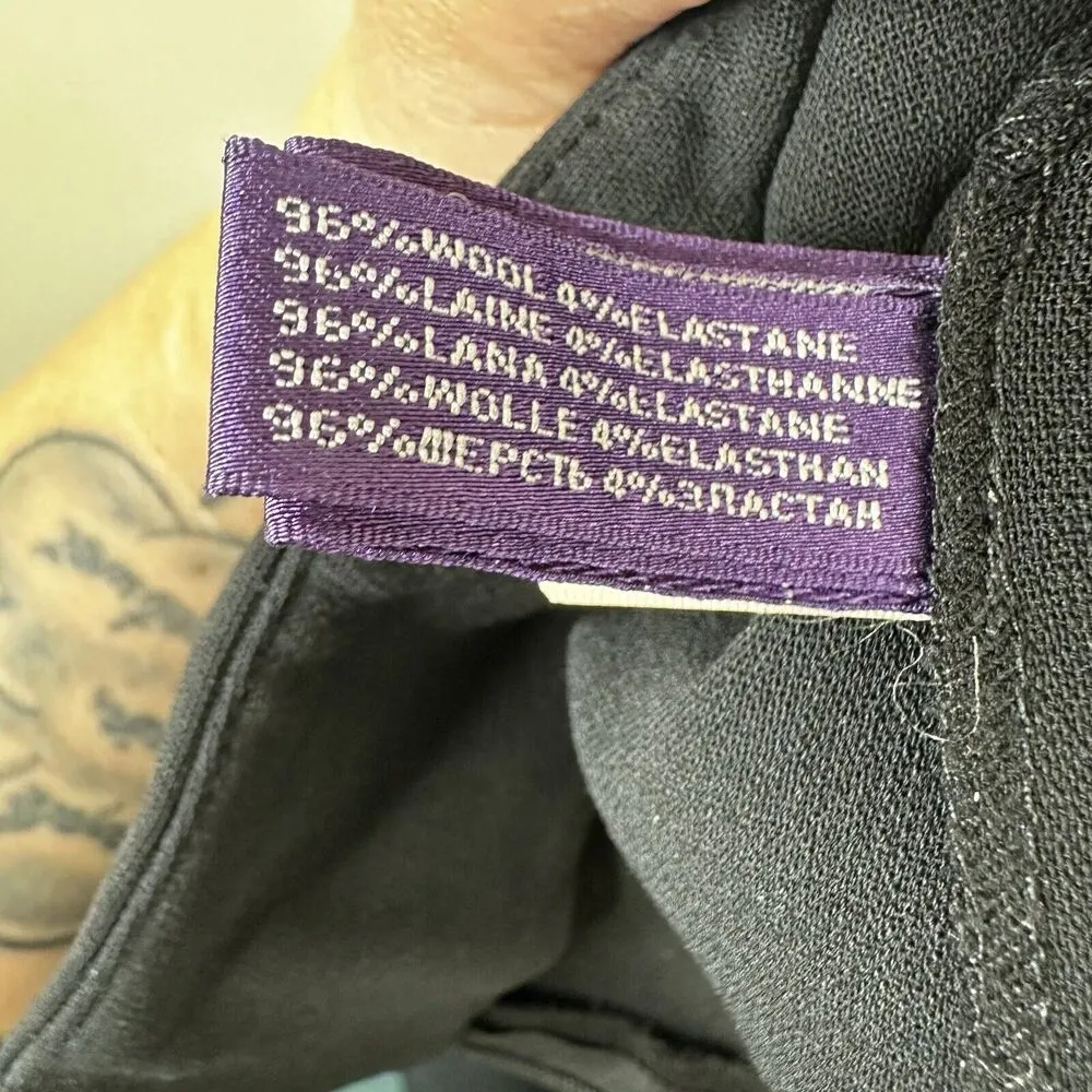 Ralph Lauren Collection Purple Label Pants Size 10 Vintage Wool Wide Leg Black - Image 7