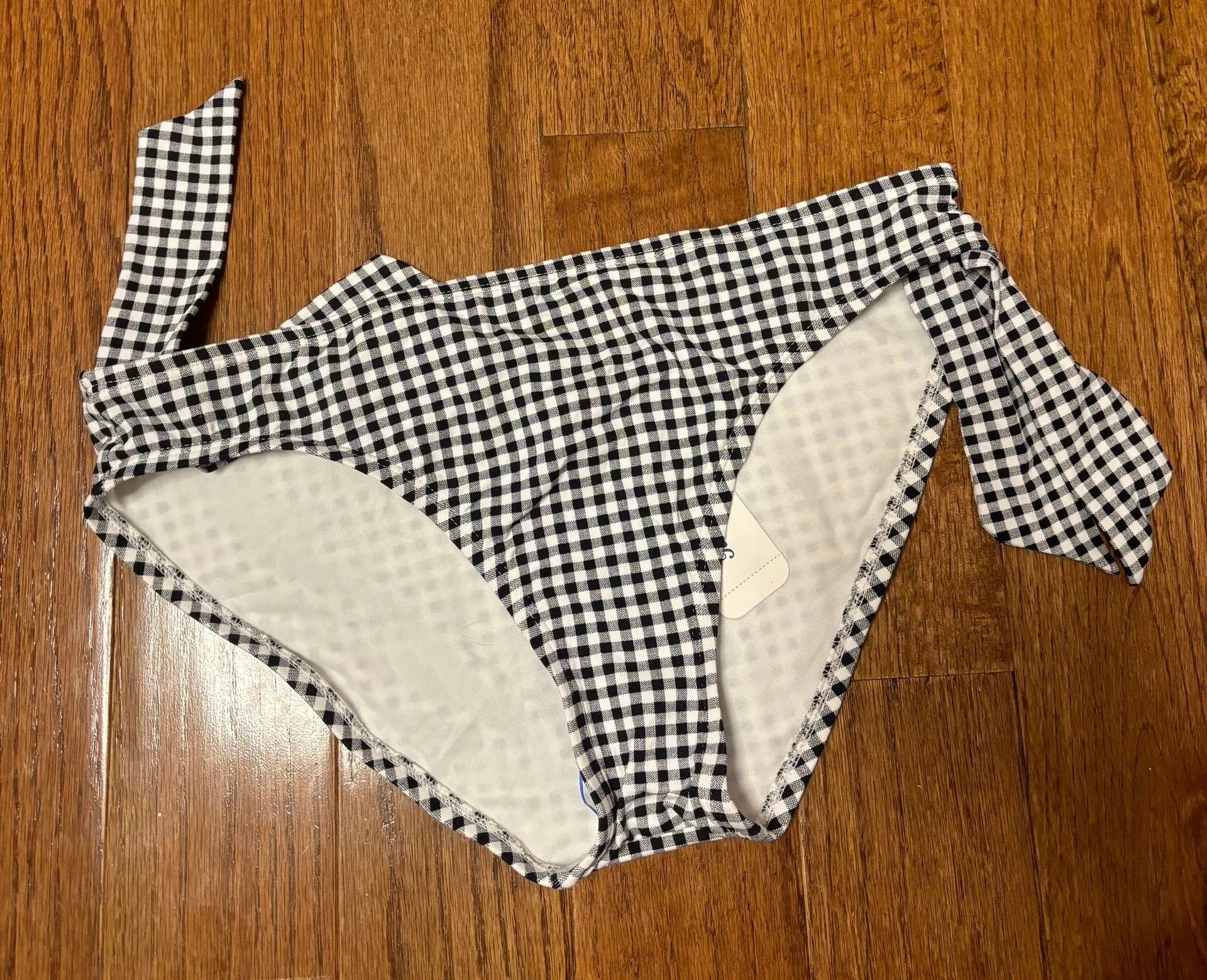 NWT  Gingham side tie low rise black and white bikini bottoms - Image 2