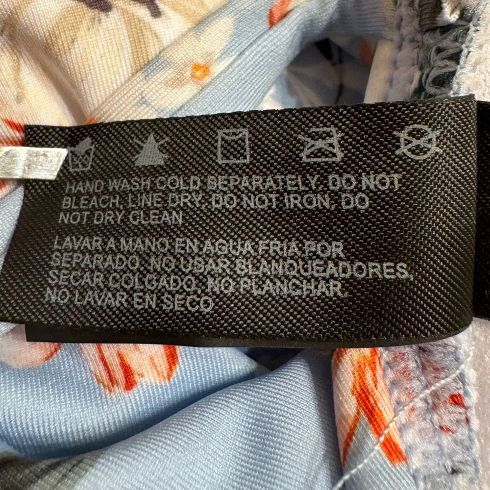 Hurley Plus Size 1X One Piece Swimsuit Blue Floral Cut Out  Back & Side Tie NWT - Image 7