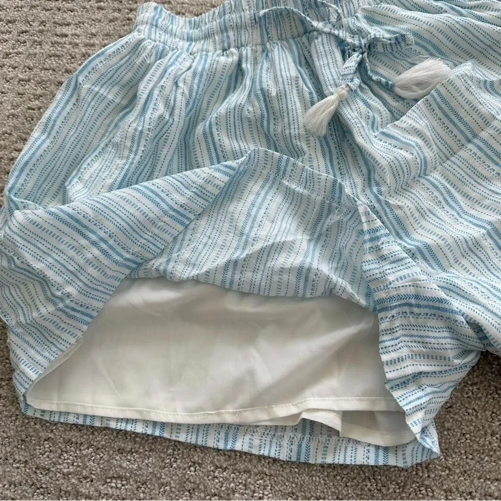 BCBGeneration Flowy High Waisted Shorts XXS White Blue Stripe - Image 8