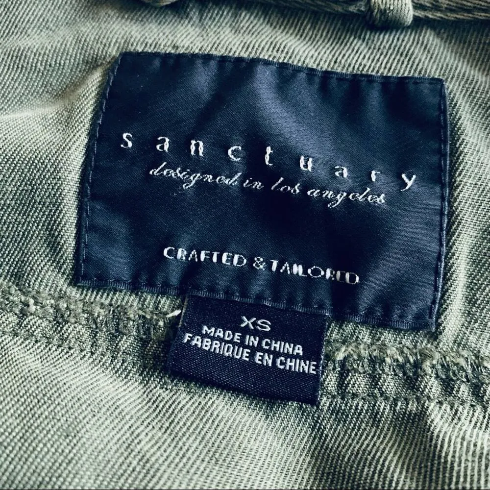 Anthropologie Sanctuary army green utility colorless linen  jacket size XS - Image 7