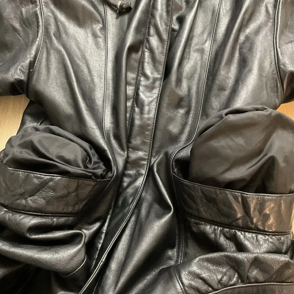 i Genuine Leather Size Small Hooded Snap Sleeves Vintage - Image 12