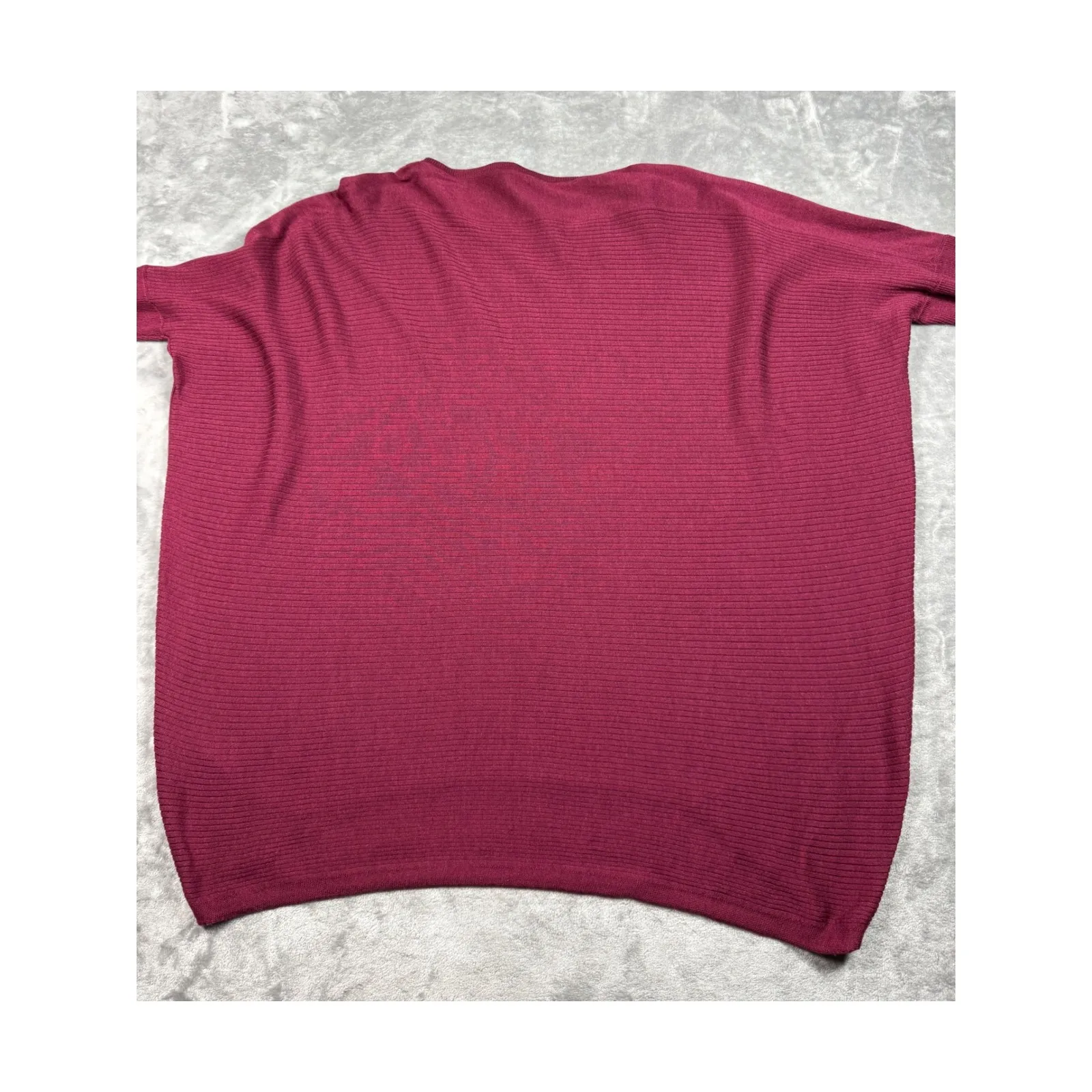 Lafayette 148 New York Burgundy Ribbed Knit Dolman Sleeve Top Pullover Small Red - Image 5