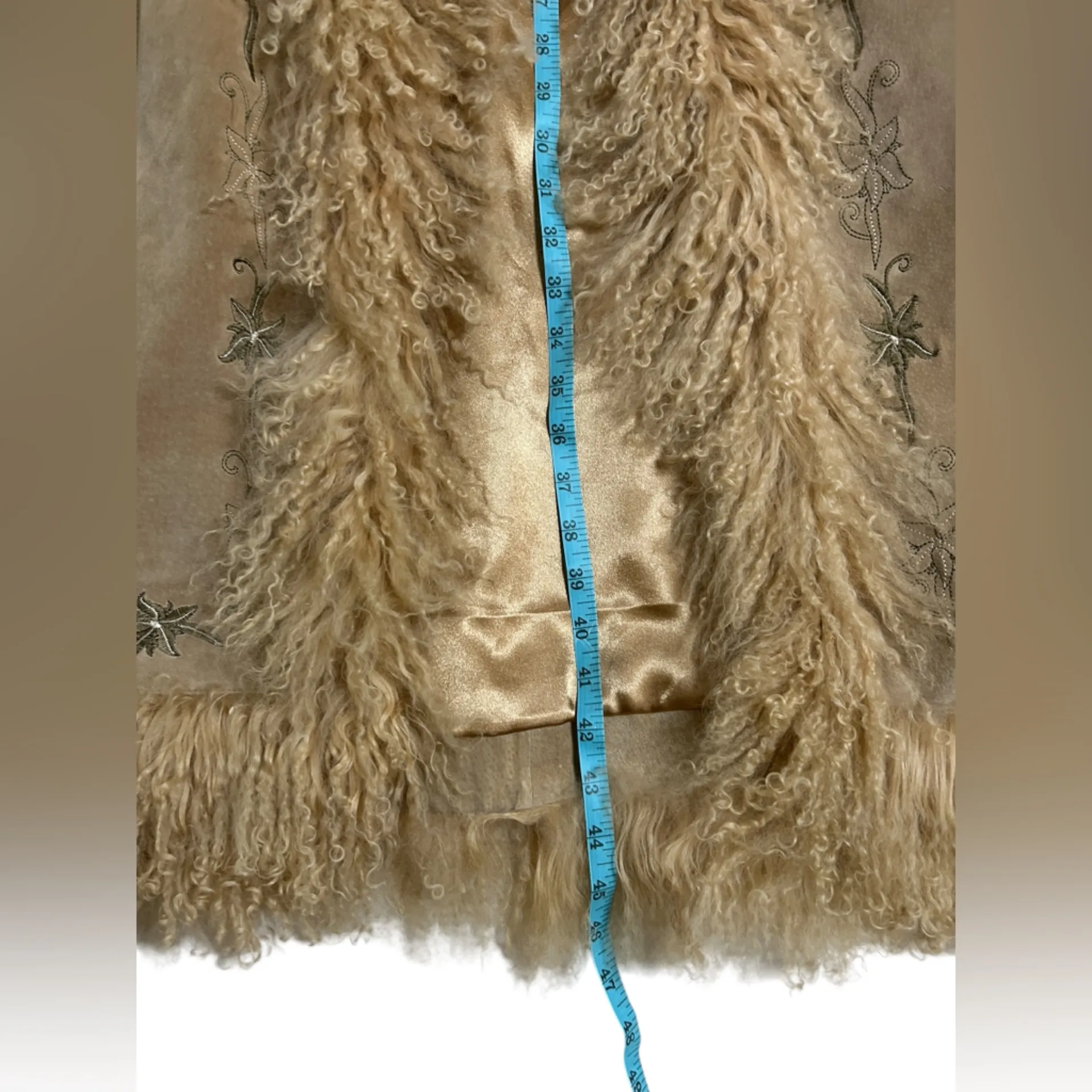 Vintage Y2K Colebrook Penny Lane Coat Camel Suede Mongolian Lamb Fur 2001 Rare Tan Size M - Image 11