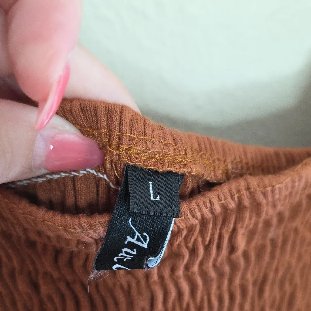 Automet Jumpsuit Smocked Sleeveless Brown Large - Image 2