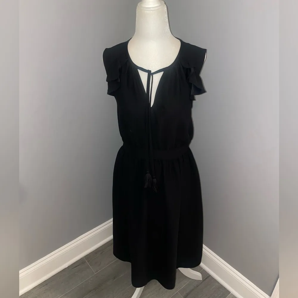 Kate Spade New York Crepe Ruffle Fit and Flare Dress Black Size Small - Image 3