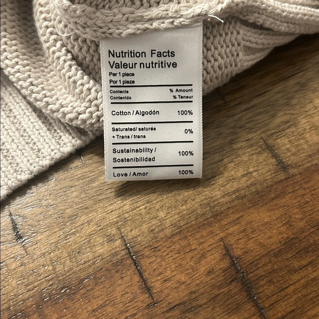 Grey Bandit Cream Knit Crewneck Sweater NWT Size Medium - Image 4