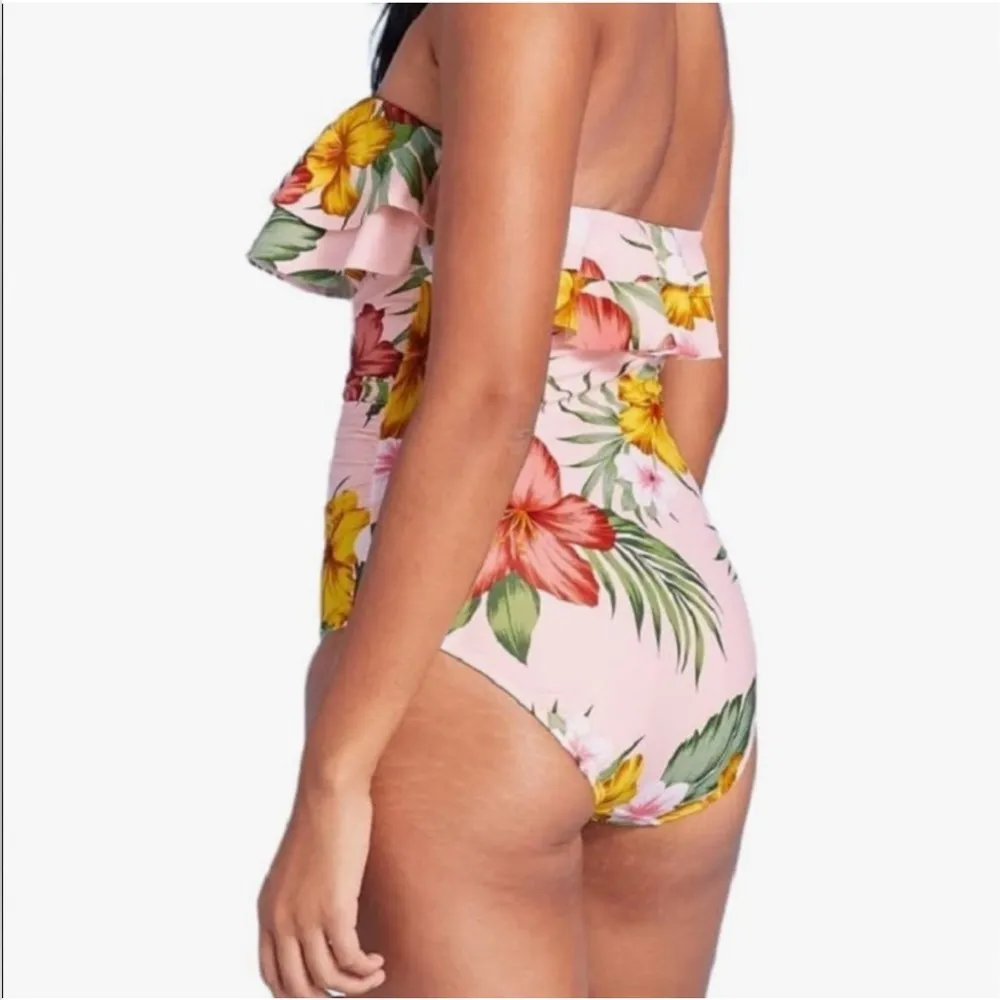 Kona Sol Women's Bandeau Front Ruched Full Coverage One Piece Swimsuit Medium - Image 2