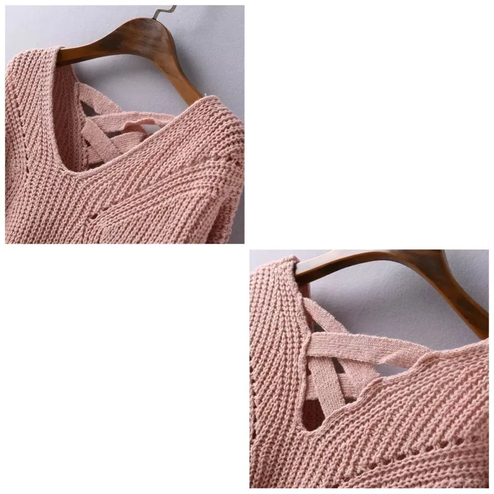 ✨ HP✨Pink Geometric Pattern Hollow Knit Sweater✨ Pink Size undefined - Image 4