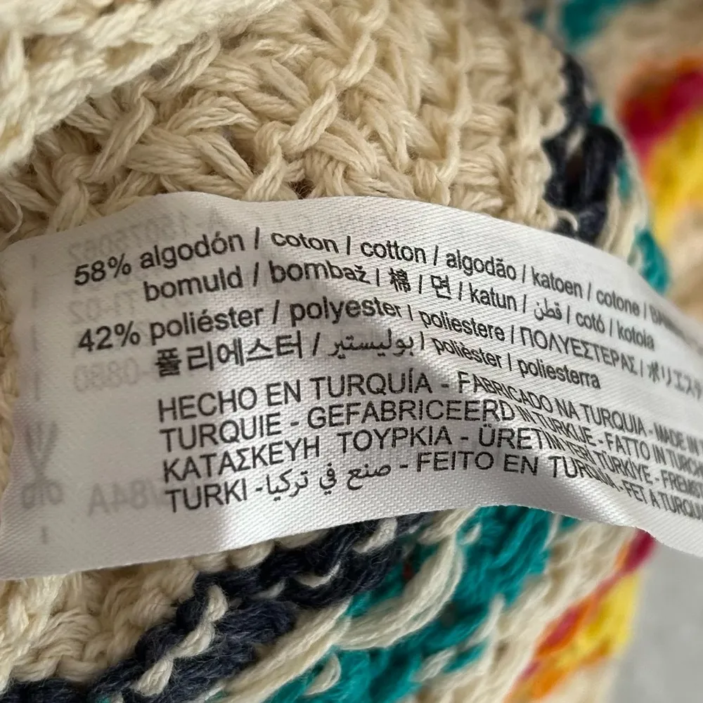 Zara Multicolor Knit Top Striped Off Shoulder Sz Small Cream - Image 6