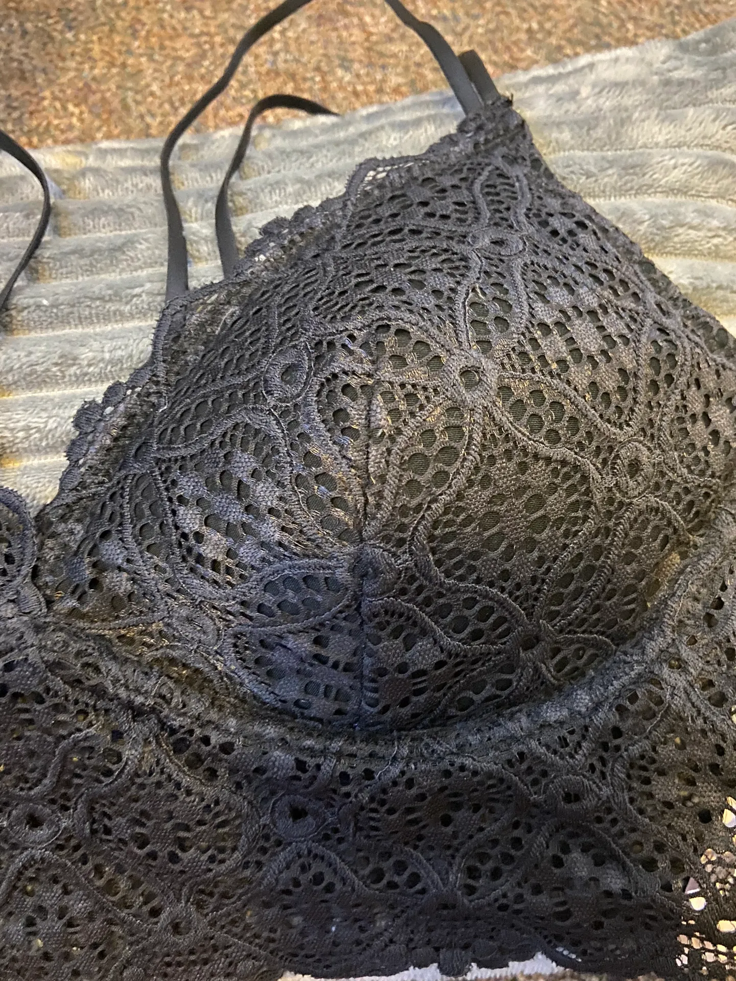 Black Lightly Lined Lace Bralette Size M - Image 6