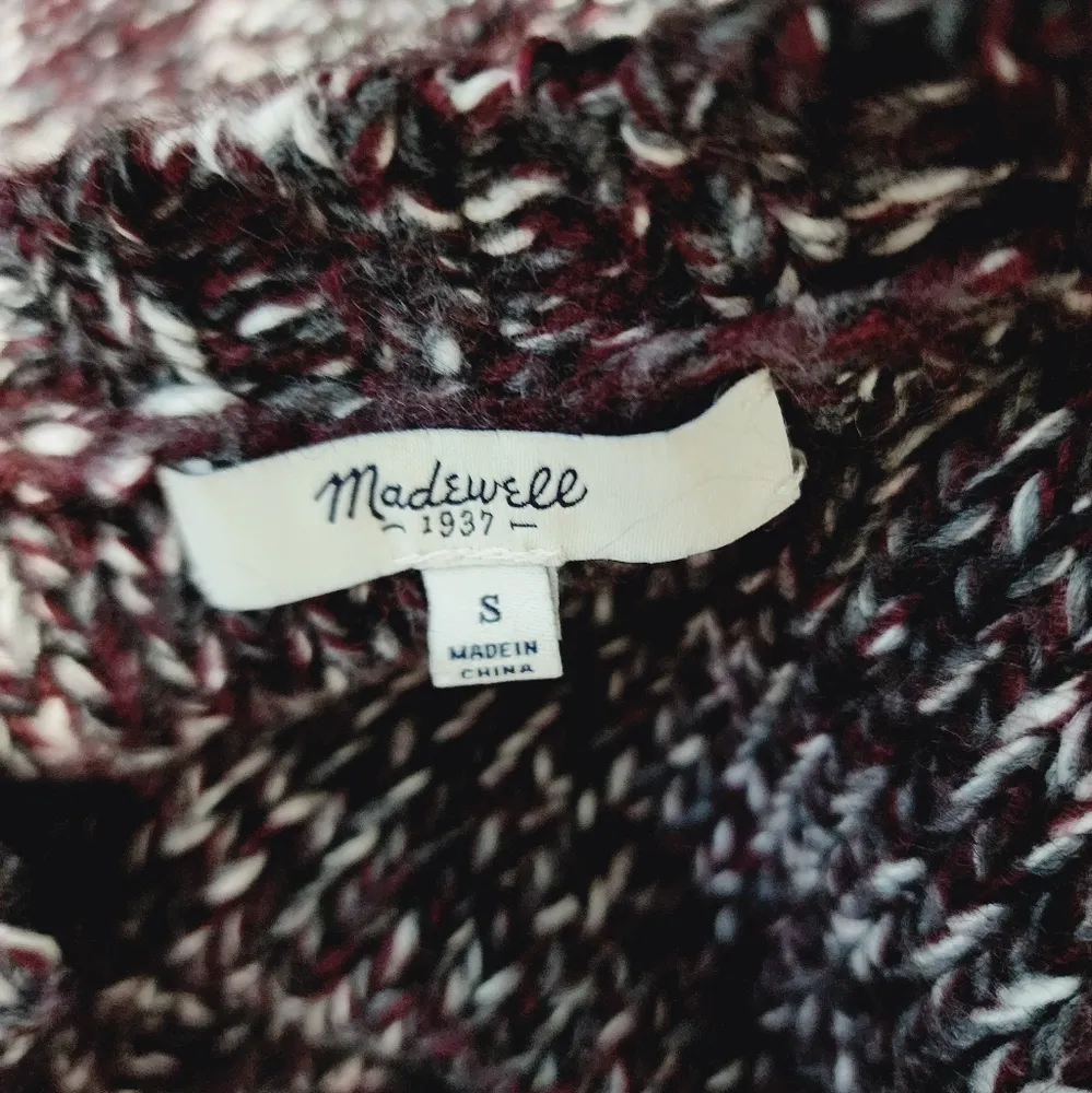 Madewell Firelight Wine Marled Cable Knit Alpaca Blend Sweater Size Small - Image 8