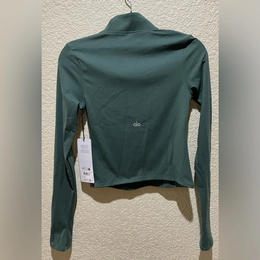 ALO Yoga Softsculpt Precision 1/4 Zip Long Sleeve Clover Green Size XS - Image 2