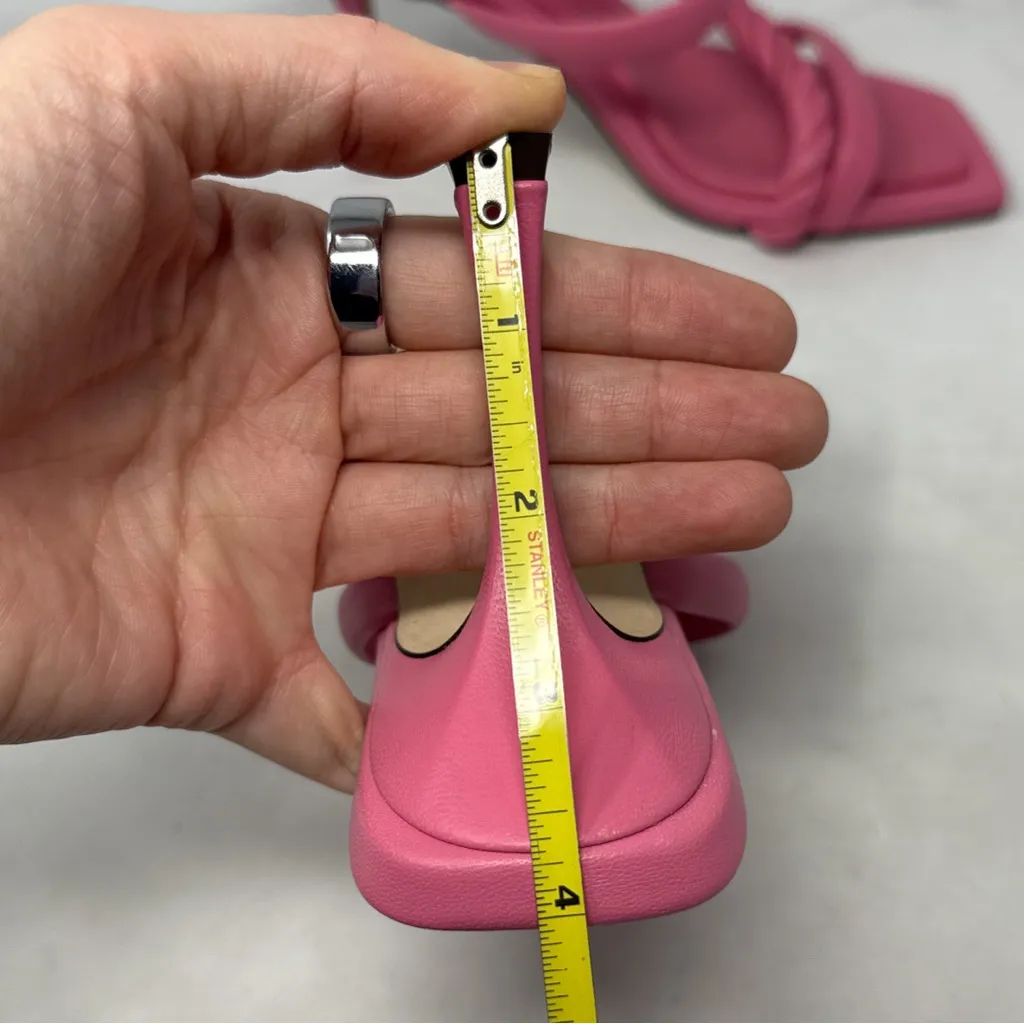 NEW Jimmy Choo Diosa Braided Square Toe Stiletto Heel Mule Sandals Pink 38.5 - Image 12