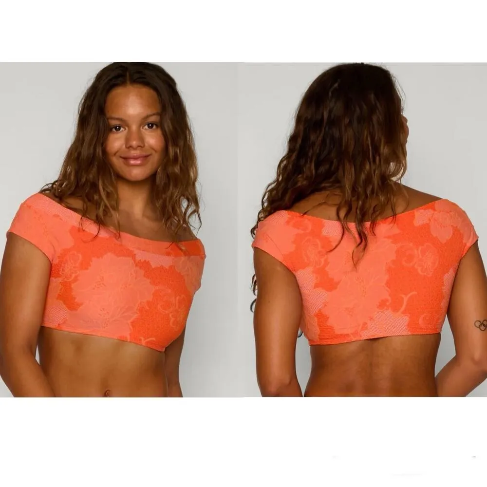 NEW Seea x Free People Chicama Surf Cap Sleeve Crop Top Coral Squeeze Size XS Orange Size M - Image 11