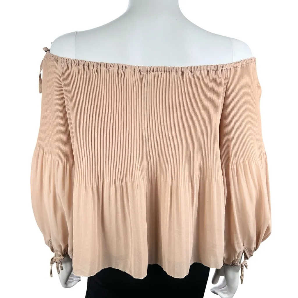Wilfred Off the Shoulder Talence Baby Doll Blouse Tan Size XS - Image 5