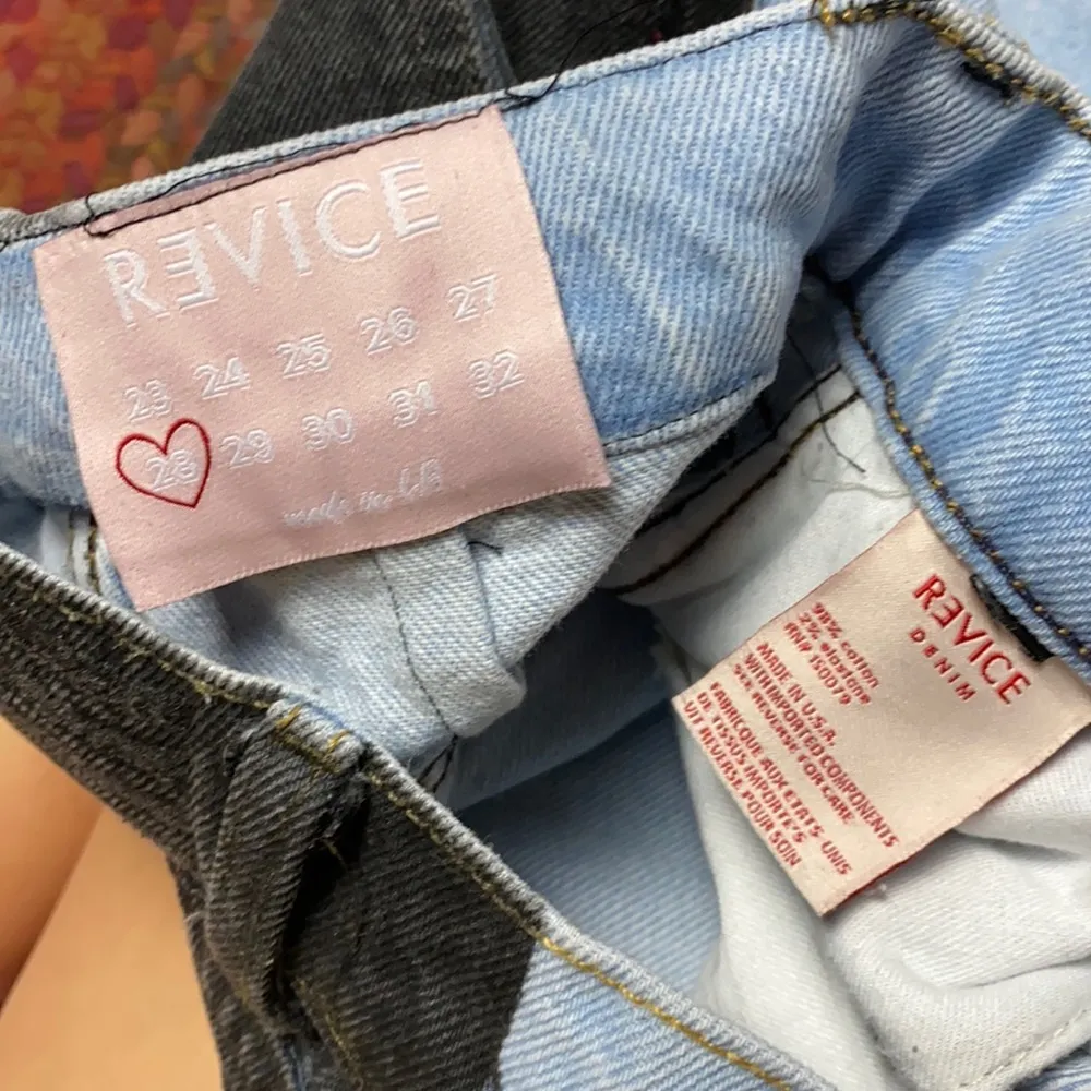 REVICE DENIM TWO TONE BLACK & LIGHT WASH JEANS PATCHWORK - Image 4