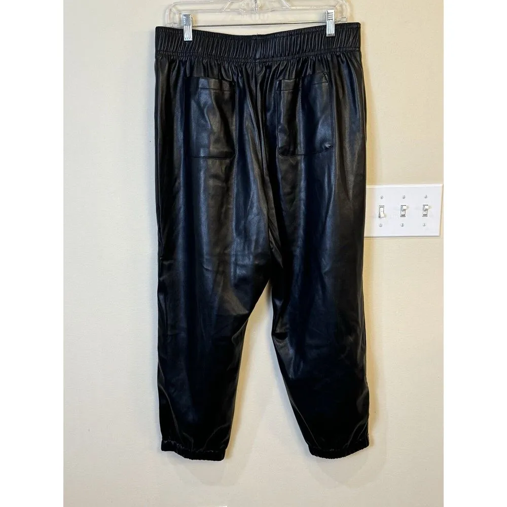 Avec Les Filles Faux Leather Joggers In Black Size Large Petite‎ - Image 2