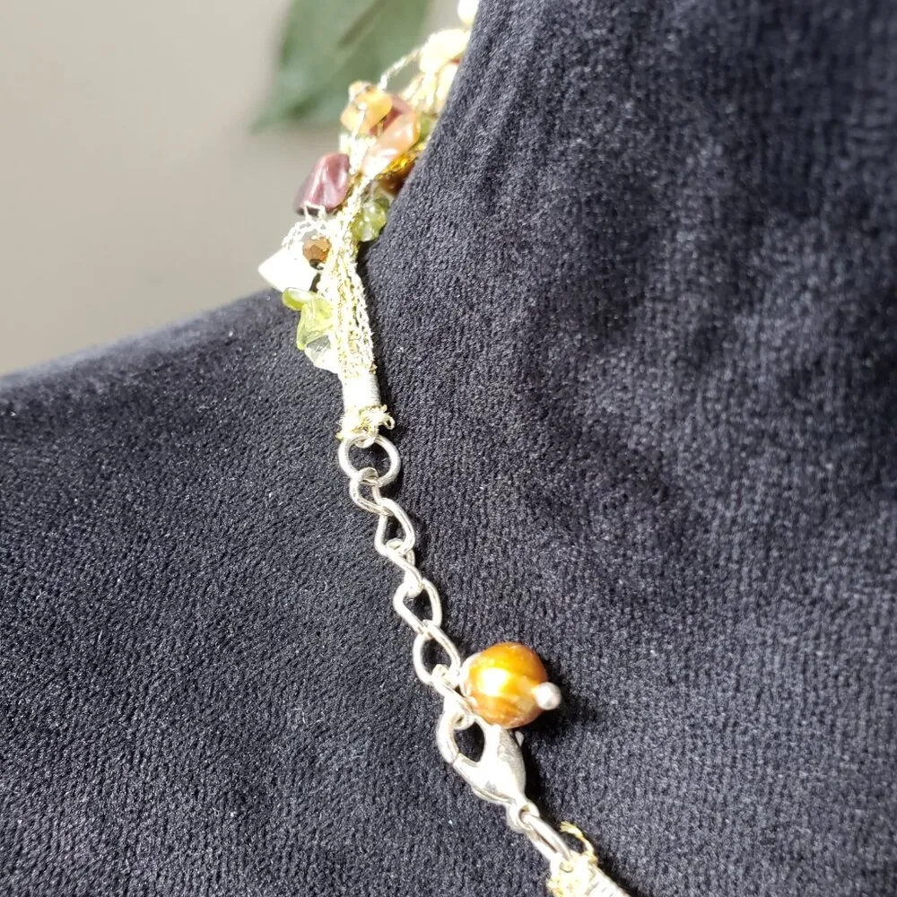 Women's Gold Plated Multi Layers Tourmaline Stone Bead Necklace w/ Lobster Clasp - Image 6