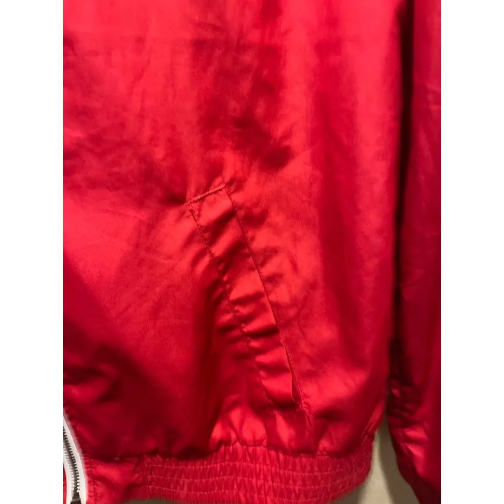 Zine Hooded Lightweight Windbreaker Jacket Sz M Red Zipper Closure Elastic Hem Size M - Image 3
