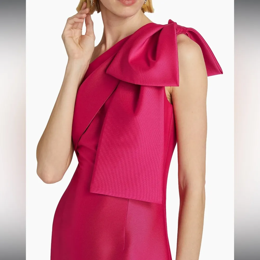Sachin and Babi BONNIE one shoulder bow Berry Gown sz 4 - Image 4