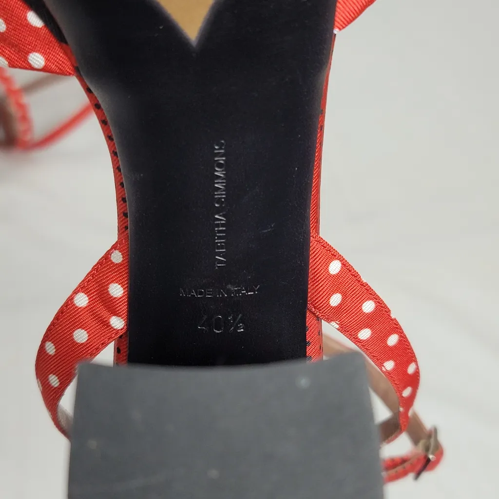 Tabitha Simmons Red Polka Dot Jodie Bow Top Twill Platform Sandal Size 40.5 - Image 6
