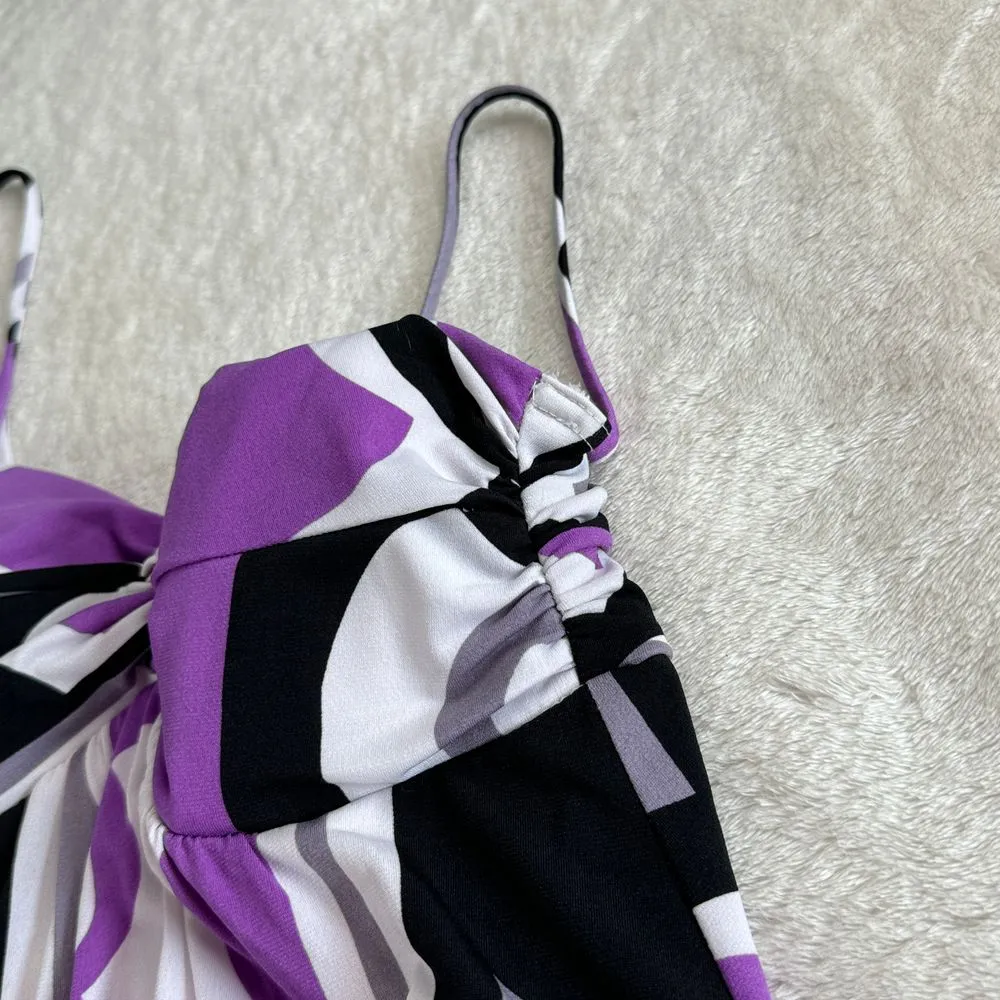 Vintage City Triangles Bubble Dress Womens S Y2K Purple‎ Geometric Abstract Chic - Image 10