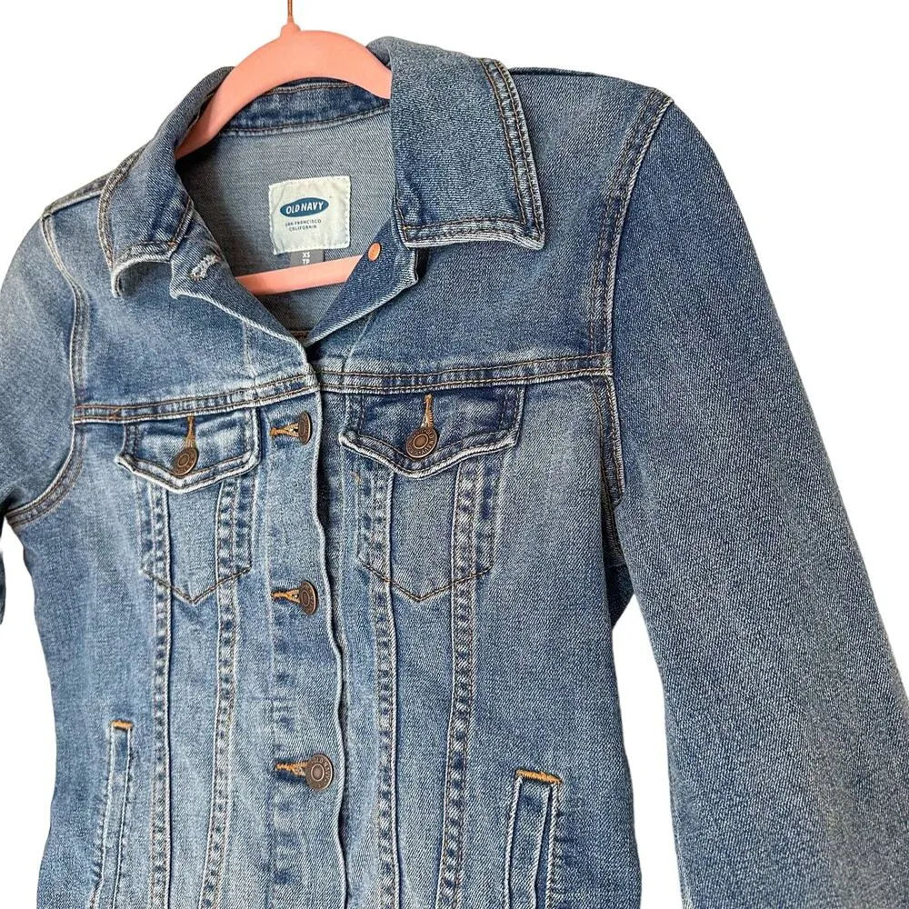 Classic Old Navy Jean Jacket XS Medium Wash - Image 2