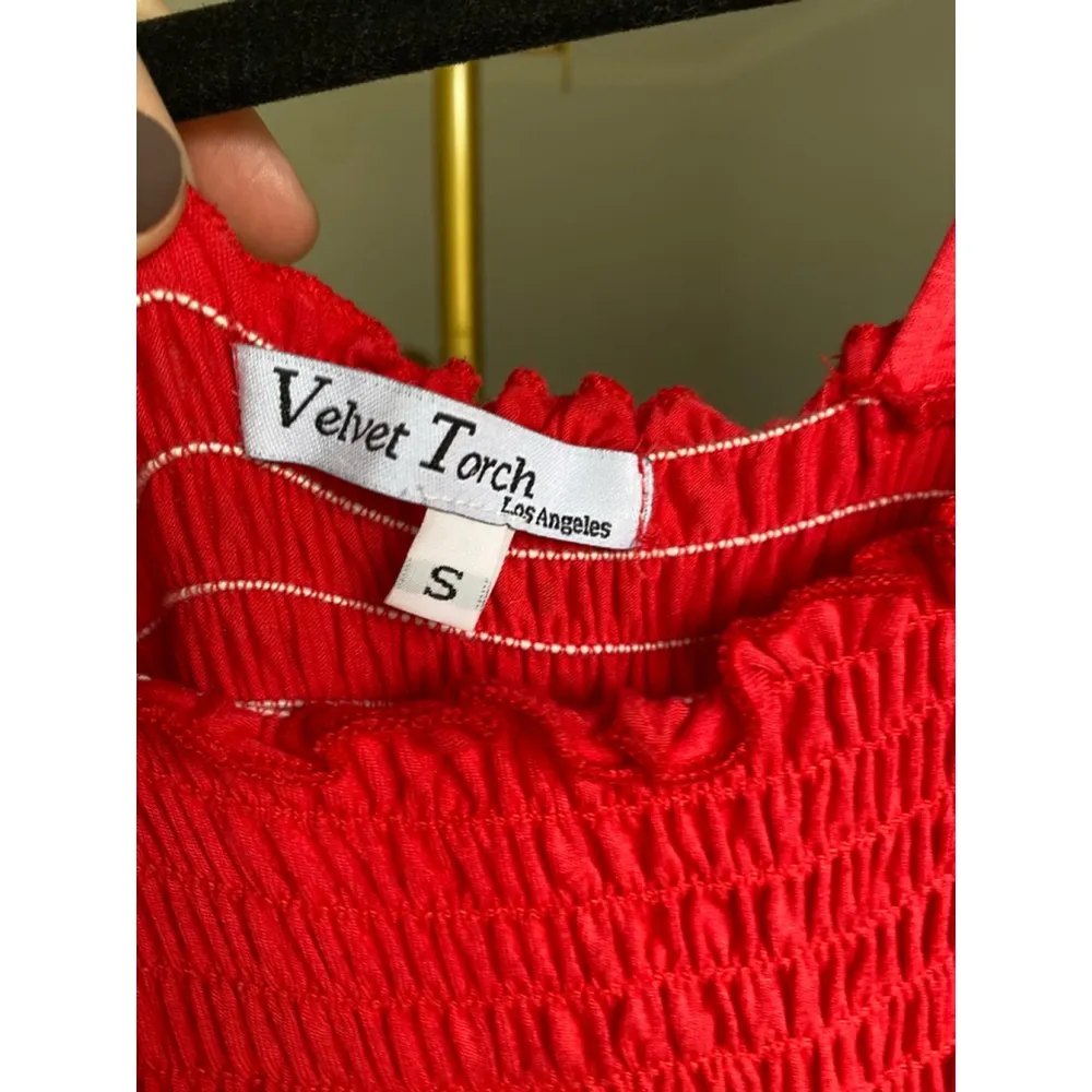 Velvet Torch Smocked Mini Dress Stretch Summer 4Th of July S USA Made Spring Y2K - Image 7