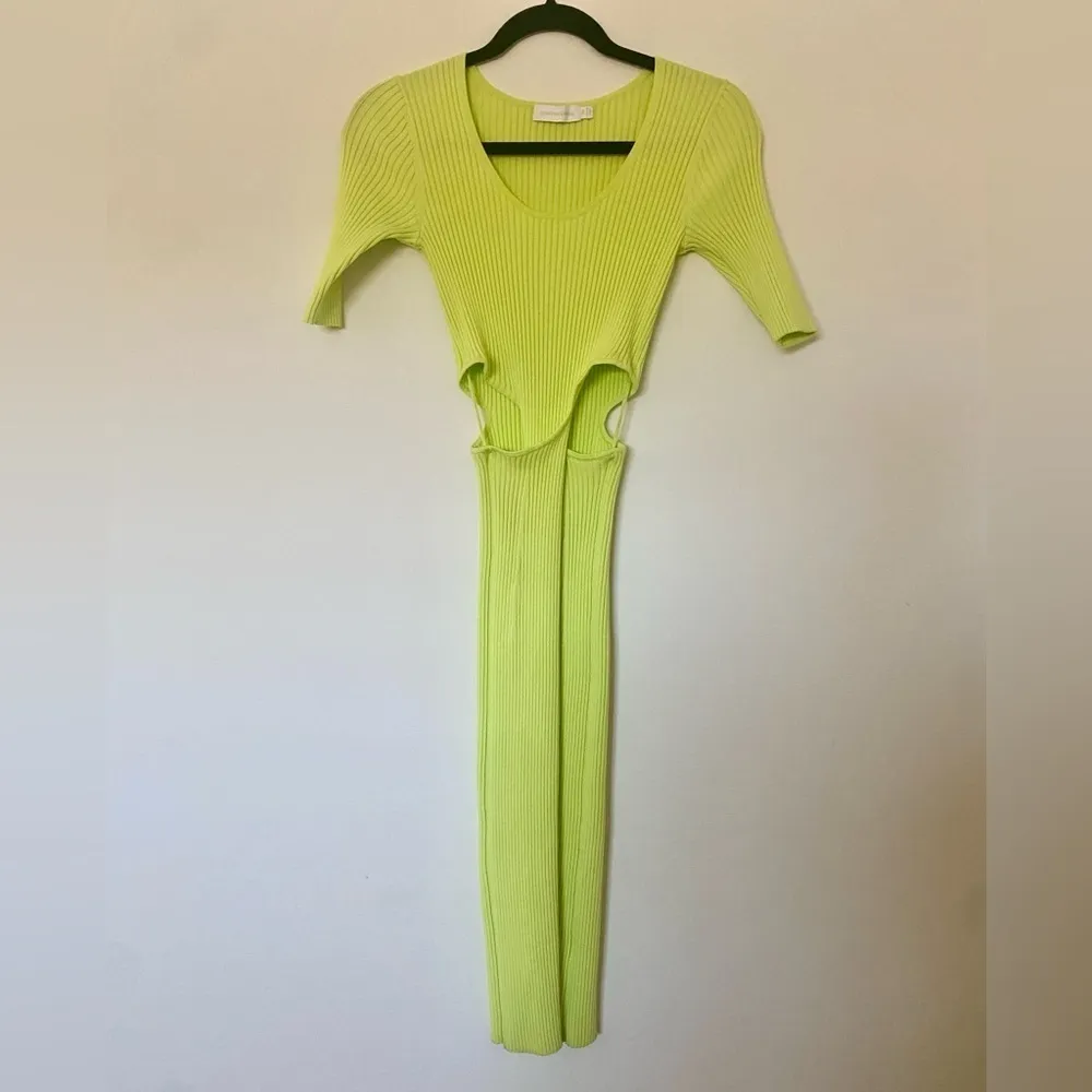 Jonathan Simkhai Collette Lemongrass Cutout Rib Knit Midi Dress Yellow Size XS - Image 3