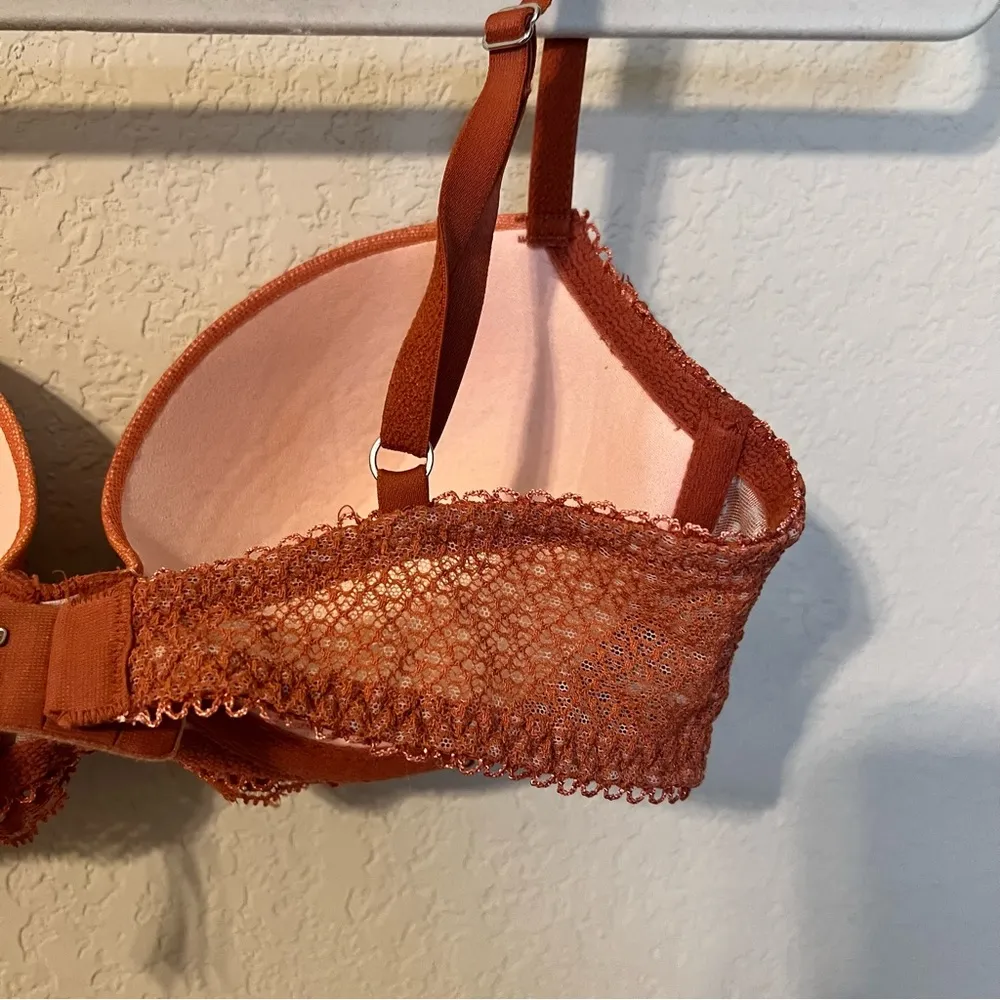 LVictoria Secret Rust Lace Dream Angels Lined Demi Bra - Image 5