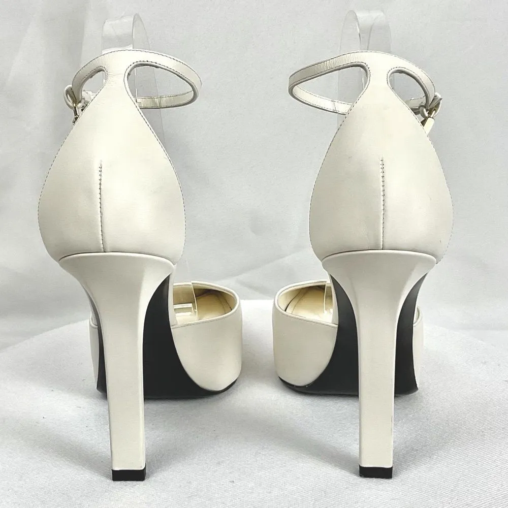 Givenchy  G Lock Platform Heels Beige Sz 39.5 Pointed Toe Ankle Strap - Image 4