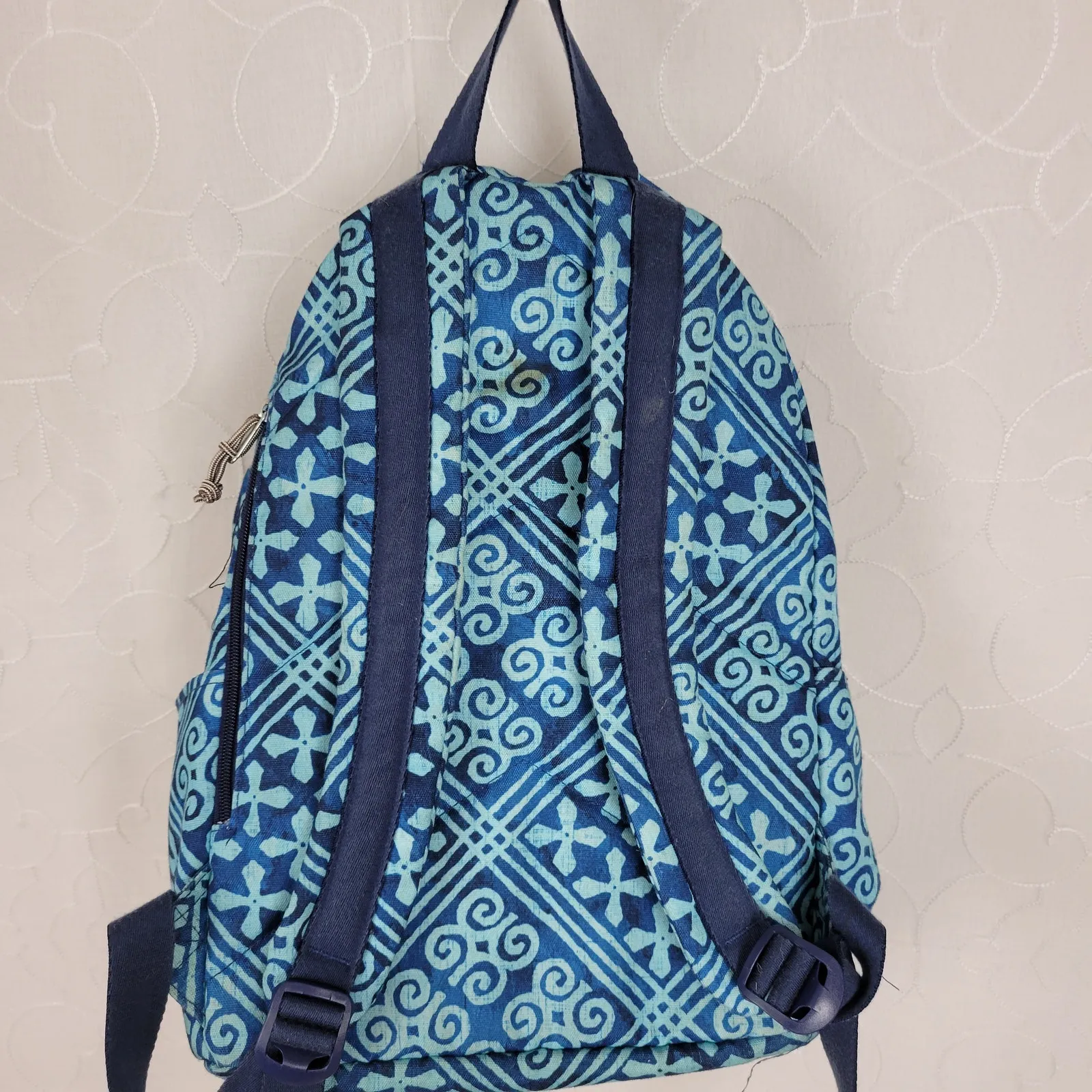 Vera Bradley Lighten Up Grand Cuban‎ Tiles Womens Backpack Blue Laptop Bag - Image 3