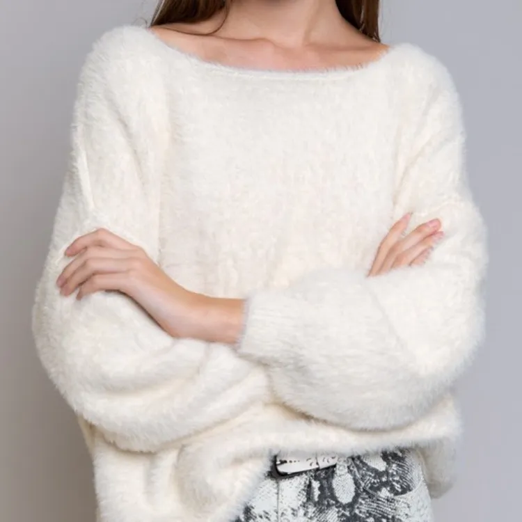 NEW POL Cream Faux Mohair Pullover Sweater - Image 3