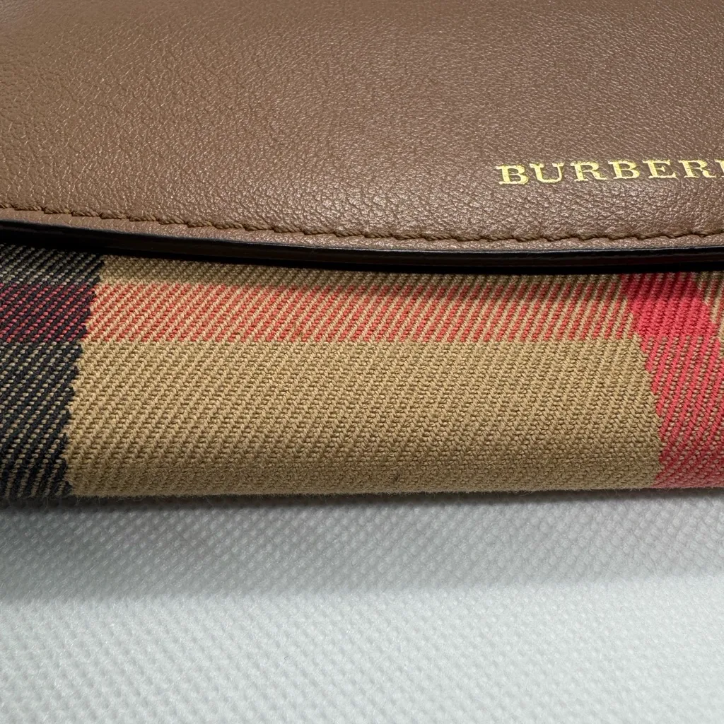 BURBERRY Nova Check Leather Long Wallet Beige Brown - Image 3