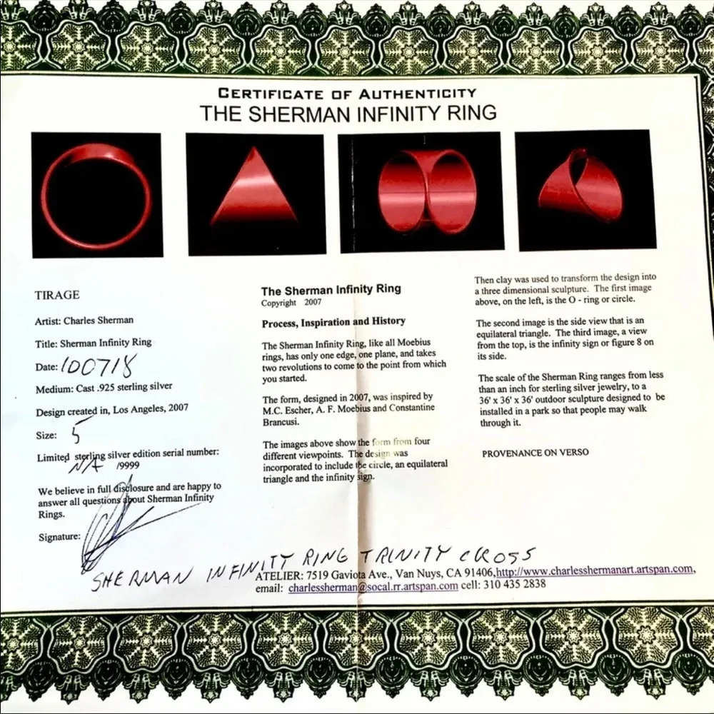 Sterling Silver Sherman Infinity Cross Ring Collectors piece Holy Trinity - Image 10