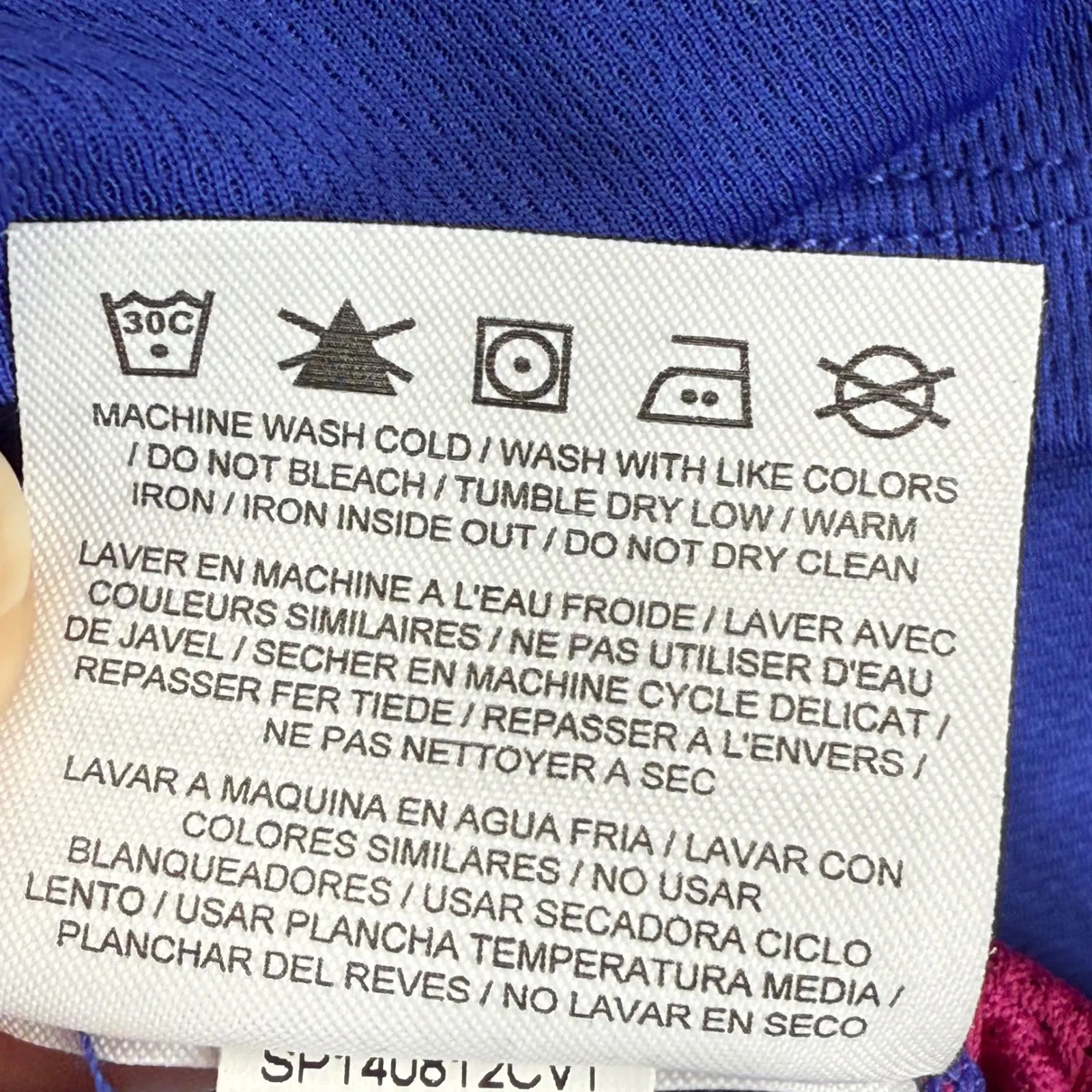 Nike Running Dri-Fit V Neck Long Sleeve Top Womens Medium Blue‎ Pink Athletic - Image 8