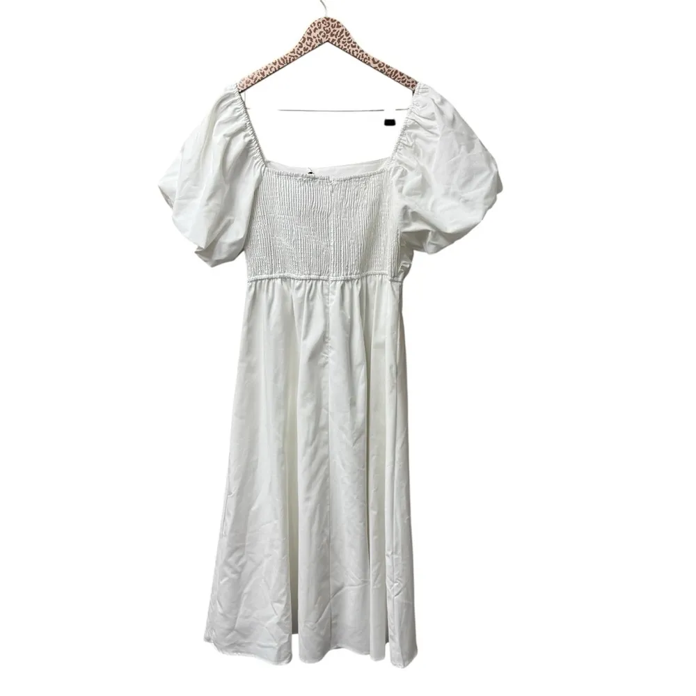 NEW Petal + Pup Clo Puff Short Sleeve Midi Dress Linen Blend White XL NWT - Image 6