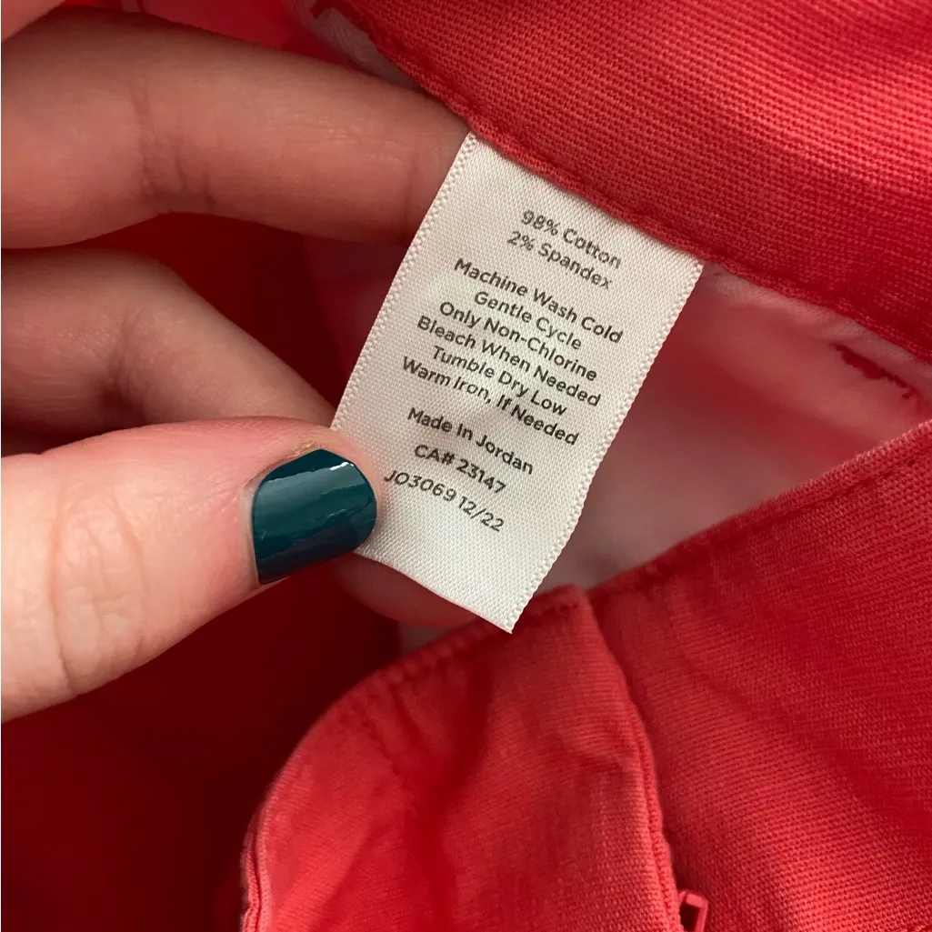 NEW Talbots‎ women’s bright coral rope belt capri straight leg pants 10 petite - Image 7