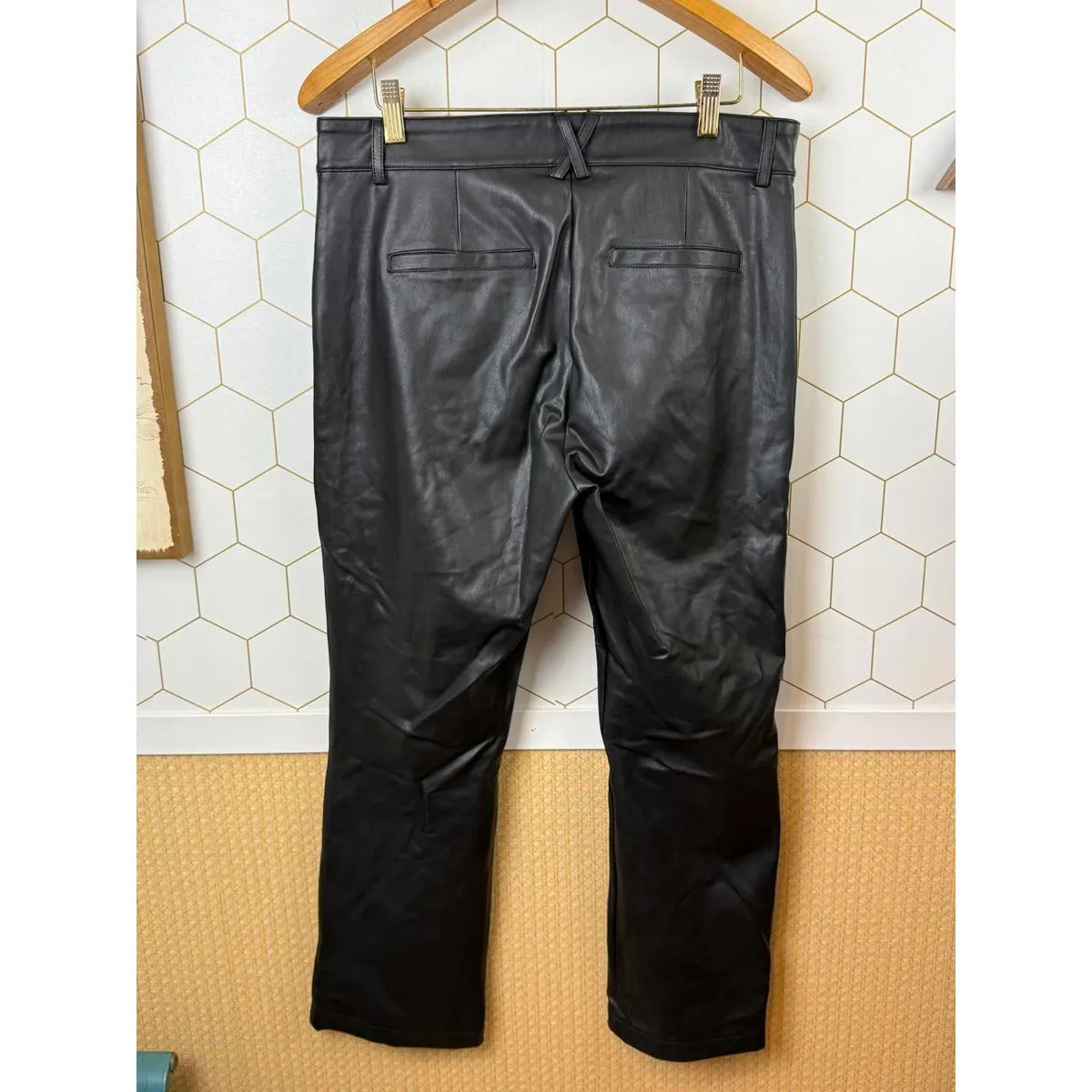 Maeve by Anthropologie Vegan Black Faux Leather Straight Leg Pant - Size - 29 - Image 2