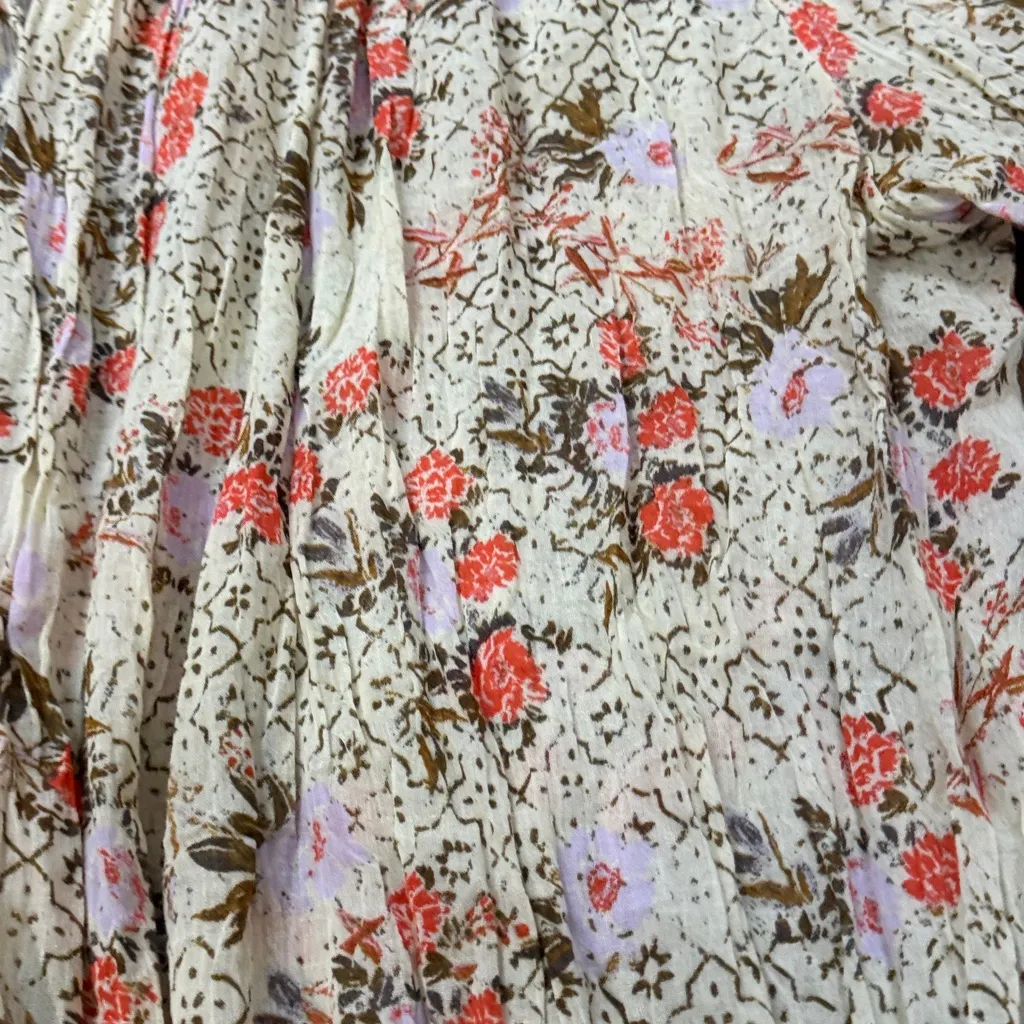 Free People Cream Red Floral Cropped Pants Picnic Partay Pant in Ivory Combo - Image 9