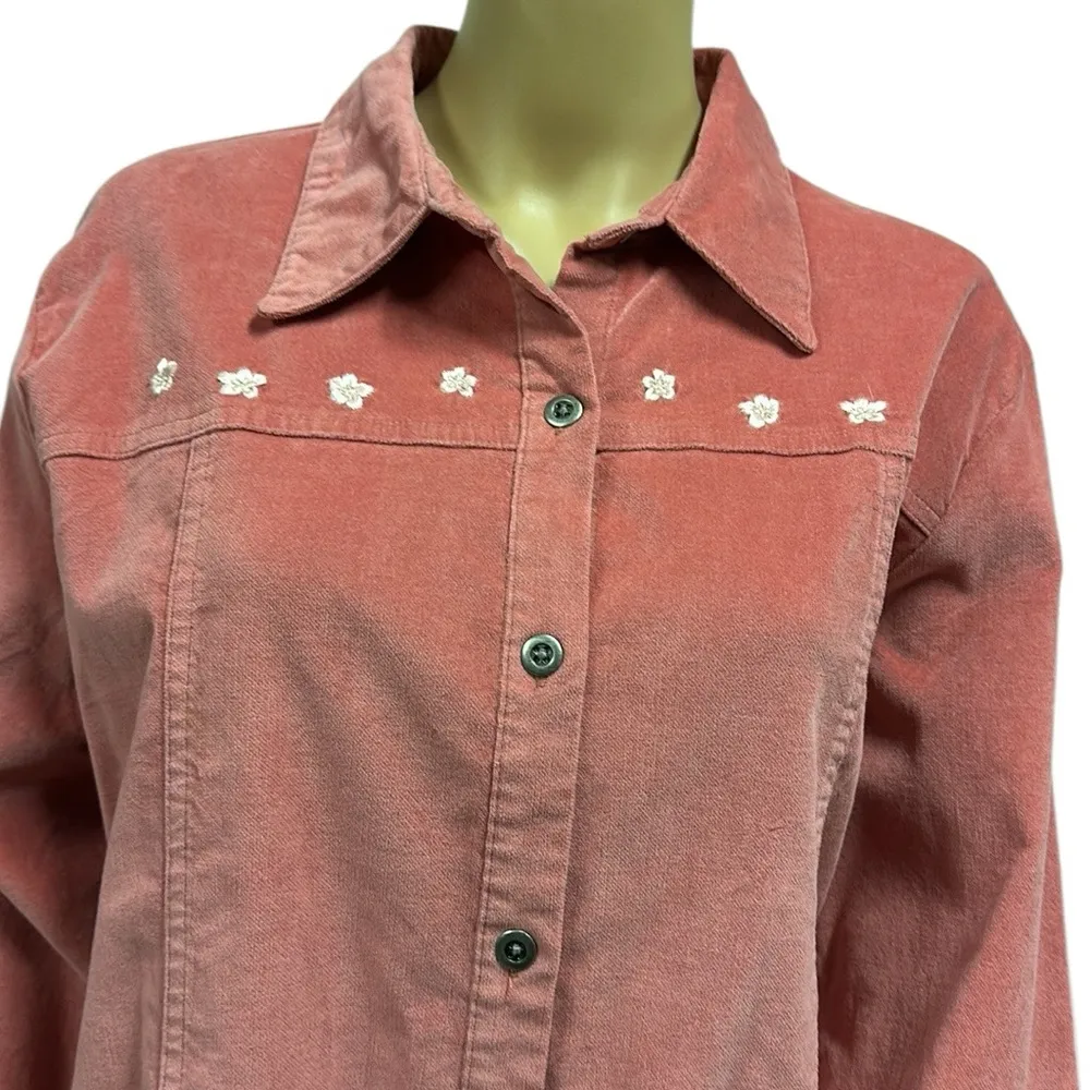 Vintage National Wildlife Federation Embroidered Sueded Button Up Shirt XL Pink - Image 2