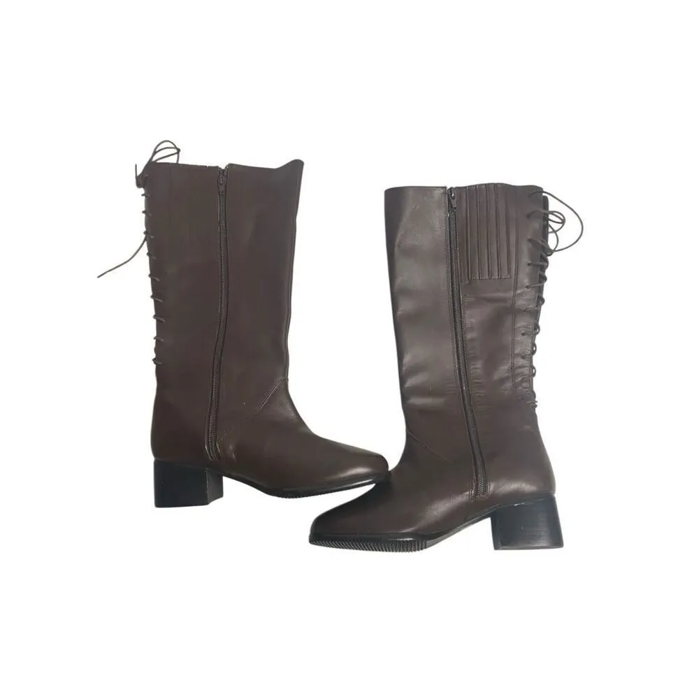DAVID TATE Formula 16 Brown Boots 7 Wide Leather‎ Upper 2 inch heel - Image 2