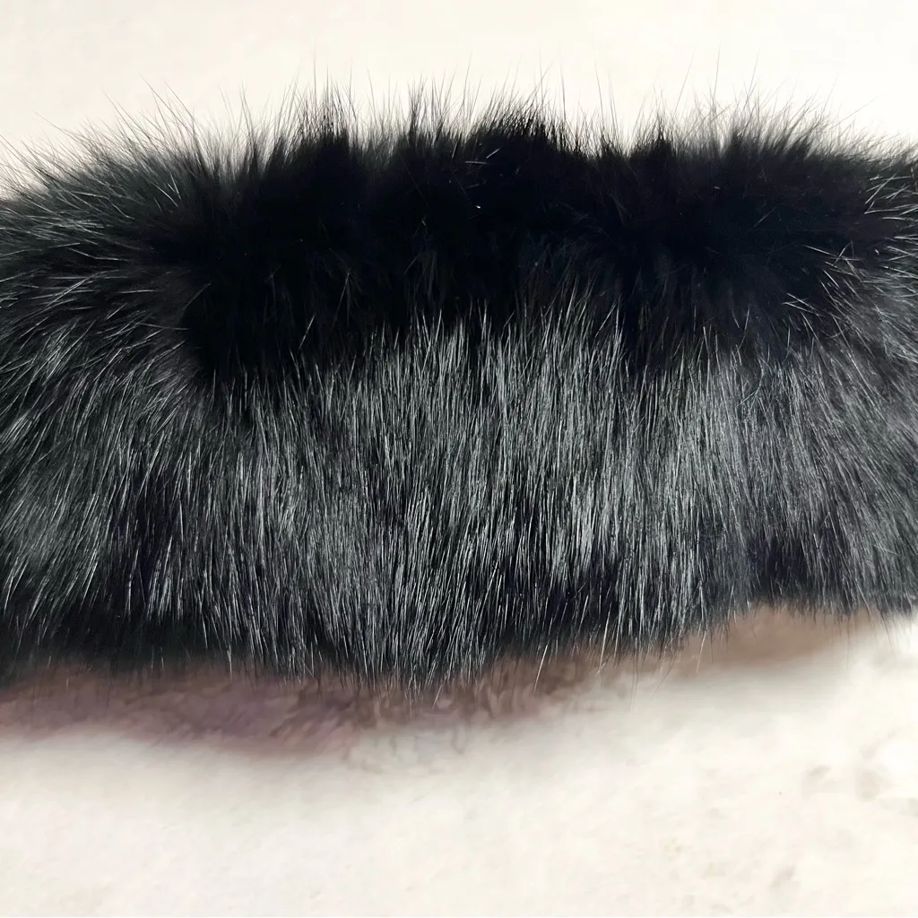 NWT Vintage Black Rabbit Fur Collar Neck Scarf with Pom - Image 4