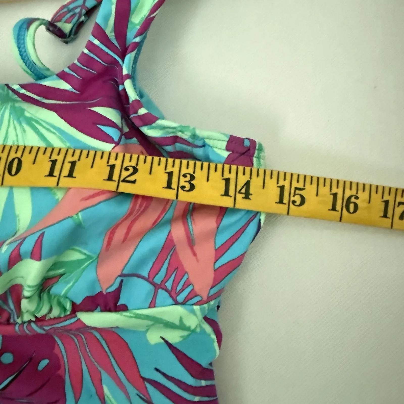 Lands End Turquoise Tropical Palms Wireless Padded Squareneck Tankini 6 Blue - Image 4