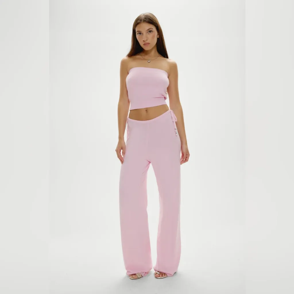 Frankie's Bikinis Breeze Low Rise Knit Pants Size Large Pink NWT - Image 2