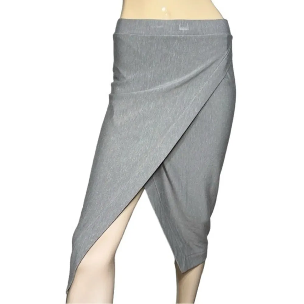 Enza Costa Women’s Size 1 S Heather Gray Pull On Split Tulip Hem Pencil Skirt - Image 2