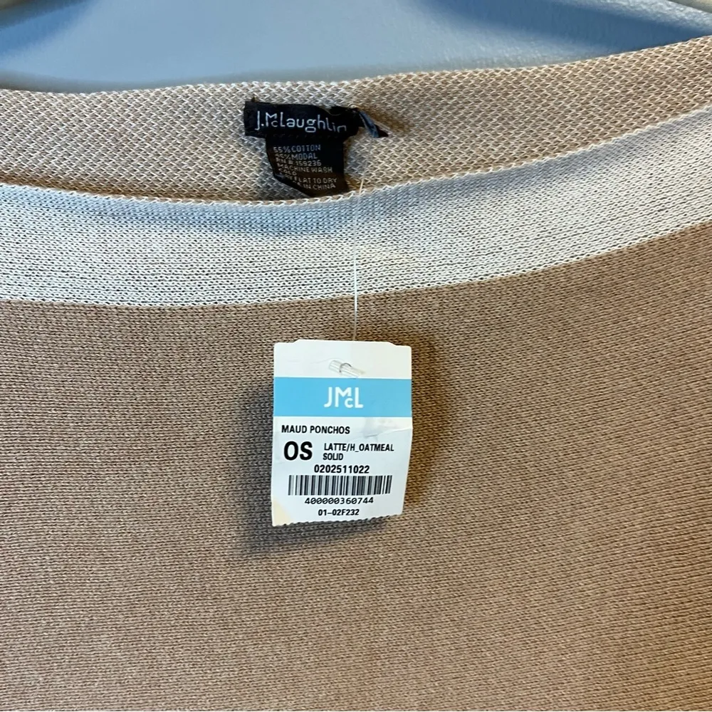 J. McLaughlin Knit Maud Poncho in Latte & Heathered Oatmeal One Size NWT - Image 8