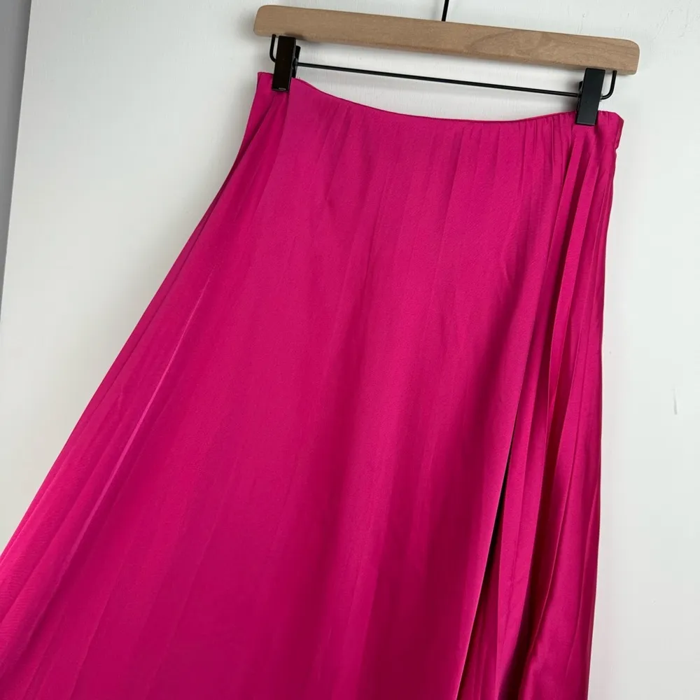 J. Crew Satin Pleated Midi Skirt Sz XS Bright Barbie Pink - Image 11